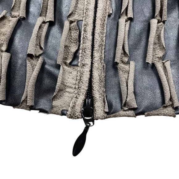 Joseph Ribkoff Faux Suede Leather Textured Art Wear Jacket Brown Black Size 14 - Picture 5 of 8